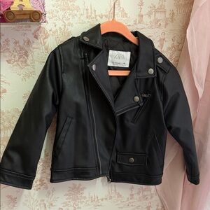 Zara Kids Black Faux Leather Jacket size 3t